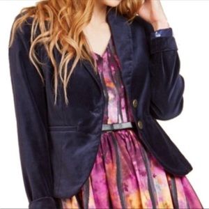 ModCloth Navy Blue Velvet Blazer - Size Small